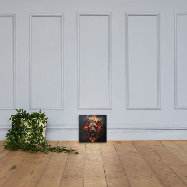 Lion On Fire Canvas